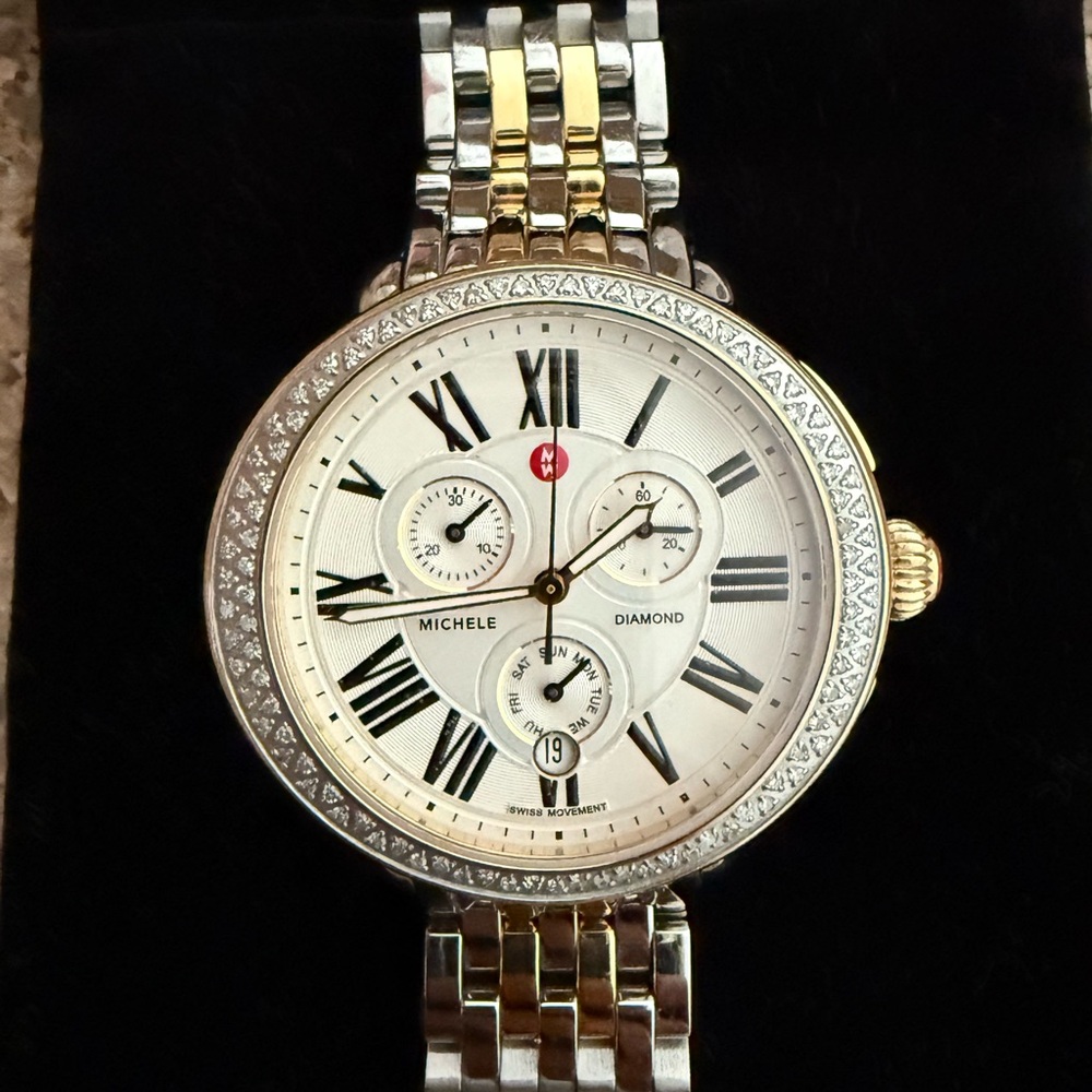 Back on!! Michele Serein Diamond TwoTone Gold / Silver Swiss Watch GH11500SS
